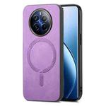 For Realme 12 Pro+ Retro MagSafe Magnetic PU Back Cover Phone Case(Purple)