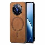 For Realme 12 Pro+ Retro MagSafe Magnetic PU Back Cover Phone Case(Brown)