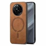 For Realme GT5 Pro Retro MagSafe Magnetic PU Back Cover Phone Case(Brown)