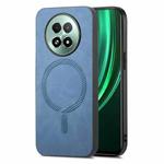 For Realme 13 5G Retro MagSafe Magnetic PU Back Cover Phone Case(Blue)