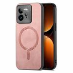 For Realme GT7 Pro Retro MagSafe Magnetic PU Back Cover Phone Case(Pink)