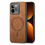 For Realme GT7 Pro Retro MagSafe Magnetic PU Back Cover Phone Case(Brown)