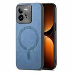 For Realme GT7 Pro Retro MagSafe Magnetic PU Back Cover Phone Case(Blue)