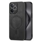 For Realme Neo7 Retro MagSafe Magnetic PU Back Cover Phone Case(Black)