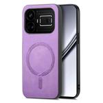 For Realme GT5 5G Retro MagSafe Magnetic PU Back Cover Phone Case(Purple)