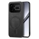 For Realme GT5 5G Retro MagSafe Magnetic PU Back Cover Phone Case(Black)