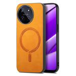 For Realme 11 4G Retro MagSafe Magnetic PU Back Cover Phone Case(Yellow)
