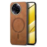 For Realme 11 5G Retro MagSafe Magnetic PU Back Cover Phone Case(Brown)
