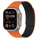 For Apple Watch 46mm / 49mm / 45mm / 44mm Litchi Texture Magnetic Silicone Watch Band(Orange Black)