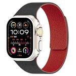 For Apple Watch 46mm / 49mm / 45mm / 44mm Litchi Texture Magnetic Silicone Watch Band(Black Red)