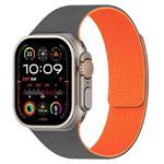 For Apple Watch 46mm / 49mm / 45mm / 44mm Litchi Texture Magnetic Silicone Watch Band(Gray Orange)