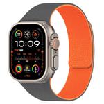 For Apple Watch 42mm / 41mm / 40mm / 38mm Litchi Texture Magnetic Silicone Watch Band(Gray Orange)