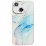 For iPhone 13 Electroplated Marble Texture Phone Case(Light Blue M5)