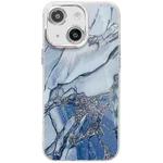 For iPhone 13 Electroplated Marble Texture Phone Case(Navy Blue M17)