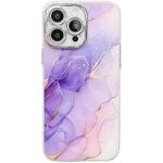 For iPhone 14 Pro Electroplated Marble Texture Phone Case(Purple M3)