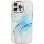 For iPhone 14 Pro Electroplated Marble Texture Phone Case(Light Blue M5)