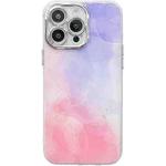 For iPhone 14 Pro Electroplated Marble Texture Phone Case(Purple Pink M14)