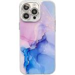 For iPhone 14 Pro Electroplated Marble Texture Phone Case(Purple Blue M18)