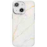 For iPhone 15 Electroplated Marble Texture Phone Case(Gold White M1)