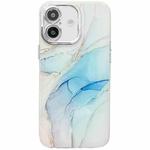 For iPhone 16 Plus Electroplated Marble Texture Phone Case(Light Blue M5)