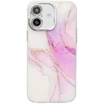 For iPhone 16 Electroplated Marble Texture Phone Case(Light Purple M6)