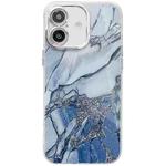 For iPhone 16 Electroplated Marble Texture Phone Case(Navy Blue M17)