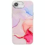 For iPhone 16e Electroplated Marble Texture Phone Case(Red M7)