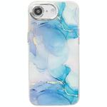 For iPhone 16e Electroplated Marble Texture Phone Case(Blue Green M9)