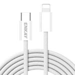 ENKAY CB175 Candy Color PD 27W USB-C / Type-C to 8 Pin Charging Data Cable, Length:1m(White)