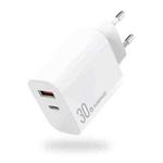 NORTHJO NOPD3002 USB-C / Type-C PD 30W + QC3.0 USB Dual Port Wall Fast Charger EU Plug(White)