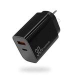 NORTHJO NOPD3002 USB-C / Type-C PD 30W + QC3.0 USB Dual Port Wall Fast Charger AU Plug(Black)