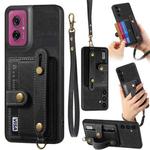 For Motorola Moto G55 Retro Cross Wristband Wallet Leather Back Phone Case(Black)