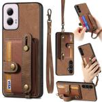 For Motorola Moto G Power 5G 2024 Retro Cross Wristband Wallet Leather Back Phone Case(Brown)