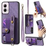 For Motorola Moto G Power 5G 2024 Retro Cross Wristband Wallet Leather Back Phone Case(Purple)