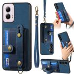 For Motorola Moto G Power 5G 2024 Retro Cross Wristband Wallet Leather Back Phone Case(Blue)