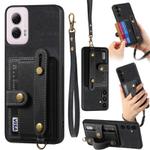 For Motorola Moto G Power 5G 2024 Retro Cross Wristband Wallet Leather Back Phone Case(Black)