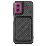 For Motorola Moto G55 Carbon Fiber Leather Card MagSafe Phone Case(Black)