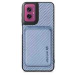 For Motorola Moto G55 Carbon Fiber Leather Card MagSafe Phone Case(Blue)