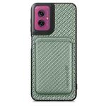 For Motorola Moto G55 Carbon Fiber Leather Card MagSafe Phone Case(Green)