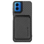 For Motorola Moto G45 5G Carbon Fiber Leather Card MagSafe Phone Case(Black)