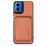 For Motorola Moto G45 5G Carbon Fiber Leather Card MagSafe Phone Case(Brown)