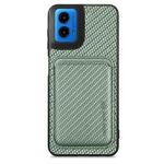 For Motorola Moto G45 5G Carbon Fiber Leather Card MagSafe Phone Case(Green)