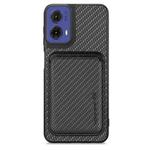 For Motorola Moto G85 Carbon Fiber Leather Card MagSafe Phone Case(Black)