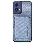 For Motorola Moto G85 Carbon Fiber Leather Card MagSafe Phone Case(Blue)