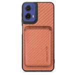 For Motorola Moto G85 Carbon Fiber Leather Card MagSafe Phone Case(Brown)