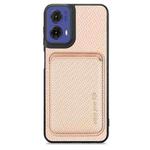 For Motorola Moto G85 Carbon Fiber Leather Card MagSafe Phone Case(Khaki)