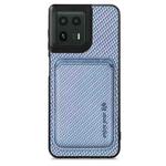 For Motorola Moto Edge 50 Ultra Carbon Fiber Leather Card MagSafe Phone Case(Blue)