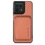 For Motorola Moto Edge 50 Ultra Carbon Fiber Leather Card MagSafe Phone Case(Brown)