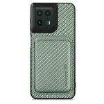 For Motorola Moto Edge 50 Ultra Carbon Fiber Leather Card MagSafe Phone Case(Green)