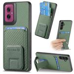 For Motorola Moto G55 Carbon Fiber Card Bag Fold Stand Phone Case(Green)